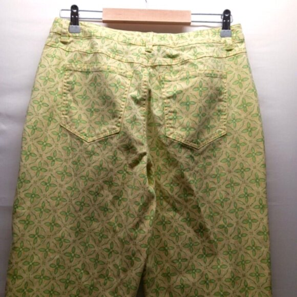 Talbots Womens Size 10 5 Pocket Yellow/Green Floral Cropped Pants Stretch EUC - Picture 5 of 8